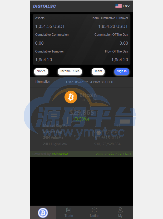 图片[1]-开源版黑色UI游戏竞猜系统/虚拟币大小单双竞猜下注/USDT充值 - 源码平台-源码平台