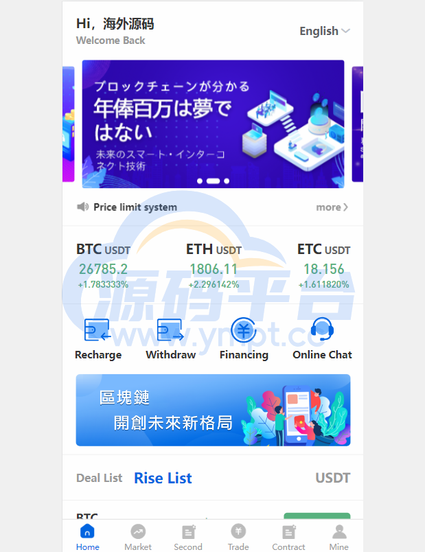 图片[1]-多语言区块链交易所/币币合约秒合约交易/质押理财 - 源码平台-源码平台